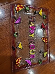 Glass Fusion Happy Hour Fused Glass Serving Tray - Picture 1 of 5