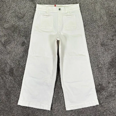 Pantalones de mezclilla Spanx para mujer grandes de pierna ancha recortados pantalones de mezclilla blancos trabajo informal Foto 1 de 4