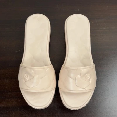 Valentino Garavani Atelier Slide Shoes Womens Size 36 Pink Flower Rubber Italy - Image 1 of 4