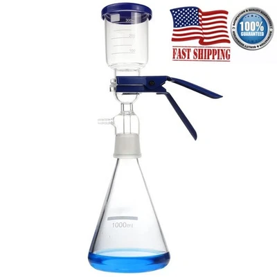 Lab Vacuum Filtration Distillation Apparatus Glass Suction Filter Funnel 1000ml - Image 1 of 4