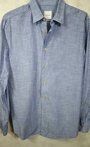 Camisa Paul Smith Londres Azul Estampado Calce Ajustado Algodón Hecha en Italia 17x36 - Imagen 1 de 4