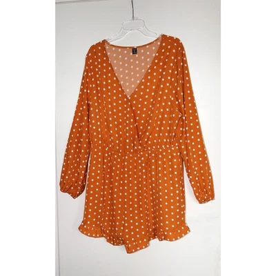 SHEIN CURVE Jumpsuit Playsuit Mini Dress Polka Dots Punkte orange Gr. 48/50 NEU - Bild 1 von 4