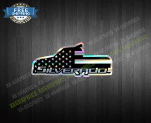 Outline Silhouette Truck Single Cab USA Flag Decal Sticker Fits Silverado Truck - Bild 1 von 2