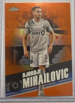 2022 Topps Chrome MLS Djordje Mihailovic Orange Refractor #’d 8/25 CF Montréal - Image 1 of 2