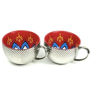 NWT Oversized Royal brand Hand Painted Large Coffee Mugs/Soup Cups. Set Of 2. - Picture 1 of 14