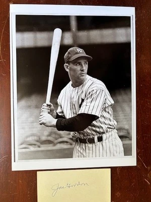 EXCEPTIONAL NY YANKEES HOF JOE GORDON SIGNED 3x5 INDEX CARD 5X WS CHAMPION  - Image 1 of 4