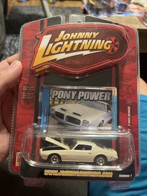 Pontiac Firebird Johnny Lightning Pony Power R1 #4 '72 (blanco) fundido a presión 1:64 Foto 1 de 4
