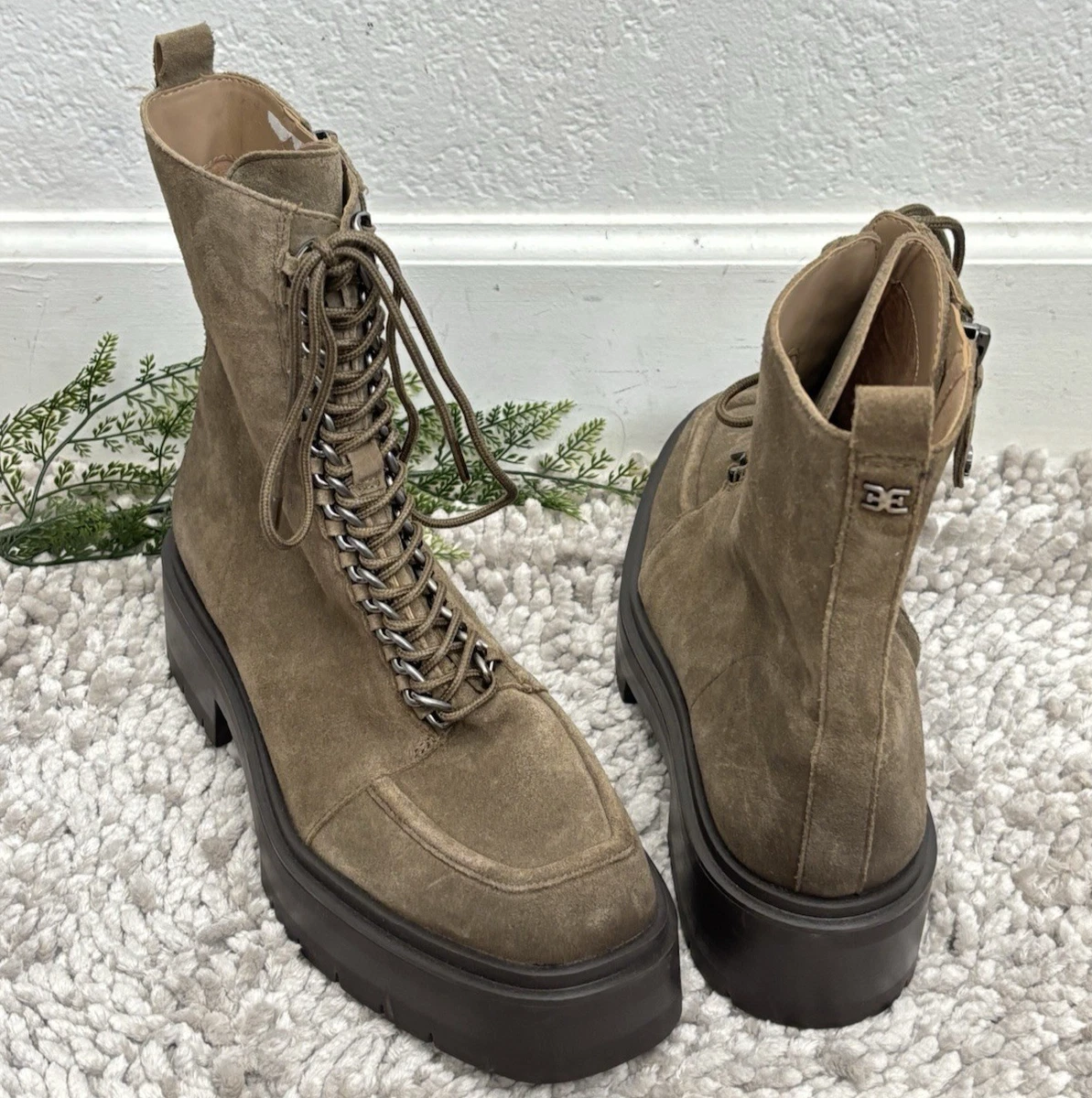 Sam Edelman Women's Westie Ankle Boots - Velvet Lace-Up Booties With Block Heel & Side Zip (2.5 Inch Heel) - View #3