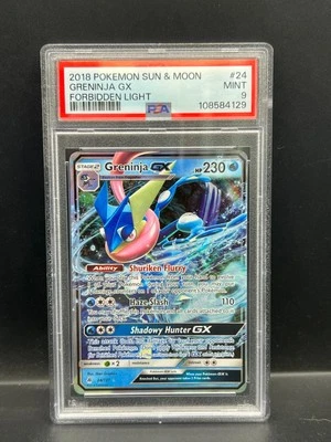 Pokemon PSA 9 MINT Greninja GX 24/131 Forbidden Light Holofoil 2018 S#4129 - Image 1 of 2