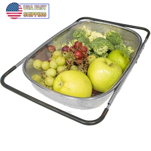 Colador de acero inoxidable colador extensible cesta de malla fina - 6 cuartos de galón cocina - Imagen 1 de 9