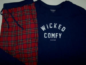 NWT L.L.Bean Marine Blue/Red Plaid WICKED COMFY Soft Pajama/Lounge Set Men 2XLT - Picture 1 of 7