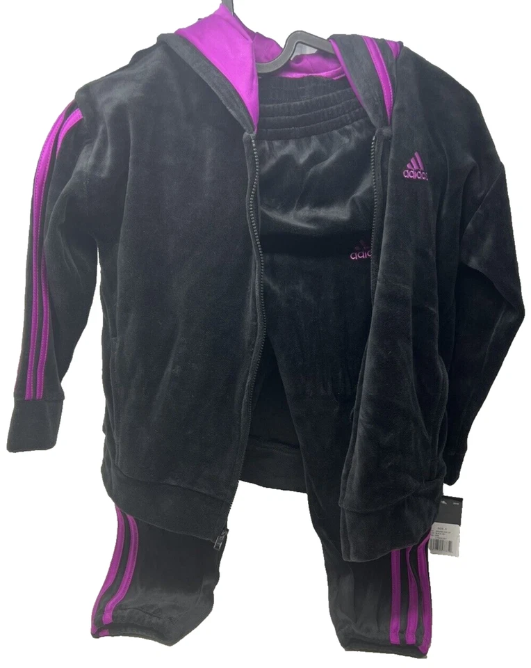 Adidas 2-pieces Girls Set - Size 6 - AG4558C AK01 GY Black / Neon Pink
