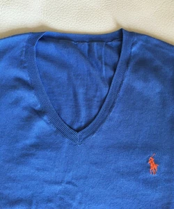 POLO by Ralph Lauren, Pullover V-Ausschnitt, blau, Pima Baumwolle, NP 149,95 - Bild 1 von 4