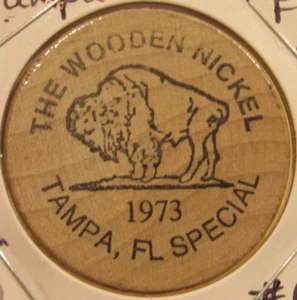 Vintage The Wooden Nickel Tampa, FL Wooden Nickel - Token Florida #1 - Picture 1 of 2