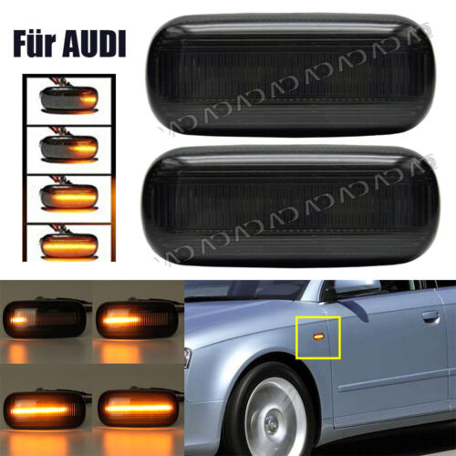 Für Audi A3 8P A4 B6 B7 8E A6 C6 4F LED Seitenblinker Blinker Schwarz 8E0949127