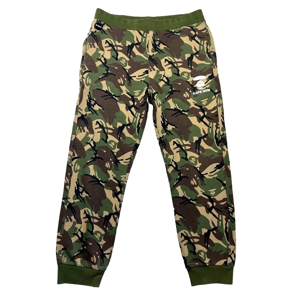 A Bathing Ape Green Camouflage Sweatpants Joggers Camo Size XL AAPE NOW 32x27 - Image 1 of 4