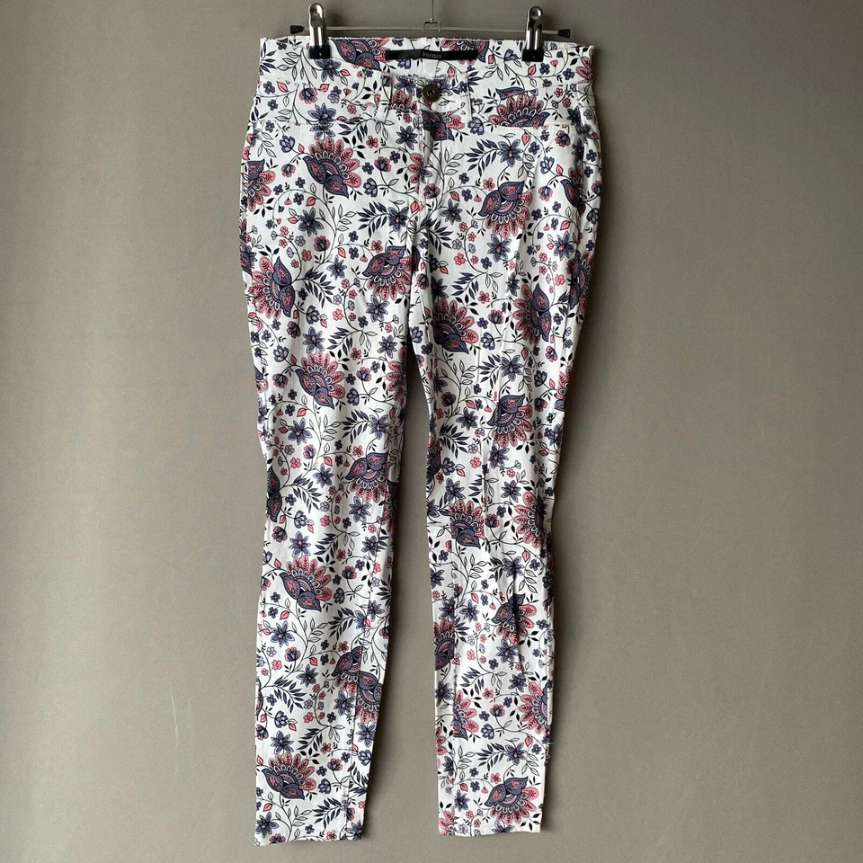 Kensie Talla 4 Blanco Rosa Floral Boho Pantalón Foto 1 de 4