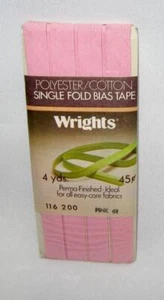 NOS Vintage Wrights Single Fold Bias Tape 4 Yards PINK Polyester / Cotton 116200 - Picture 1 of 1