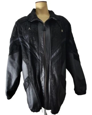 Chaqueta de cuero negra aislante forrada con cremallera Wilson vintage para dama talla 1X Foto 1 de 4