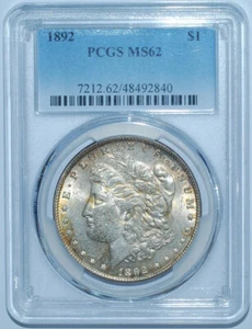 1892 PCGS MS62 Morgan Silver Dollar - Picture 1 of 2