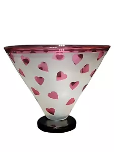 Ruby Hearts Bowl #8484 Correia Art Glass 2002 Edizione Limitata #202/500 - Foto 1 di 9
