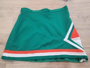VINTAGE Green White Orange CHEERLEADER SKIRT Waist 28" by Varsity Made in USA - Picture 1 of 5