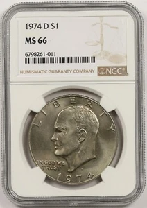1974-D $1 NGC MS 66 Eisenhower IKE Dollar - Picture 1 of 4