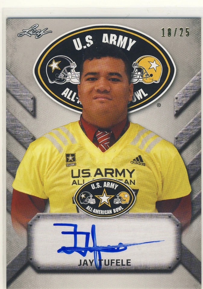 JAY TUFELE 2017 Leaf US Army All American TOUR AUTO /25 BENGALS - Image 1 of 2