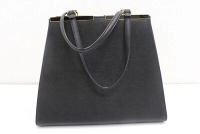 FENDI Black Leather 2Jours Medium Vitello Elite Tote - Image 1 of 4