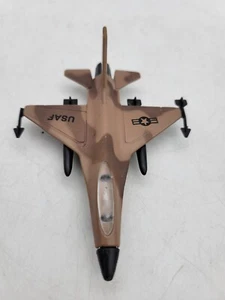 Small 4" Diecast F-16 USAF Brown Unbranded Plane Jet Toy Flaws - Picture 1 of 2