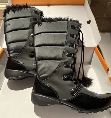 SPORTO black Waterproof Fur Lined Boots Ladies 10M Bernice W/box - Image 1 of 4