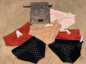 5 NWT VICTORIA'S SECRET LOGO LOW RISE BIKINI PANTIES SZ S Plus Drawstring Bag - Picture 1 of 10