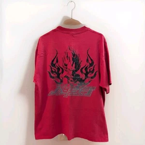 Dragon Ball Z Vintage Red Vegeta Felt Flames Shirt XL - Picture 1 of 4