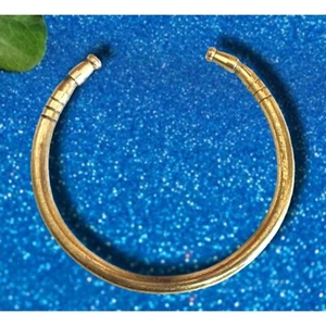 Brazalete Cuff Kada De Latón Bañado En Oro Para Hombres (3586) - Picture 1 of 5