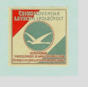 C Z # 1 AIRLINE BAGGAGE LABEL VF, M, NH ORIG'L CZECHOSLOVAKIA - Picture 1 of 1
