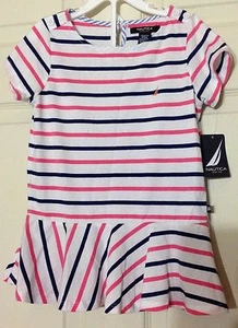 Nautica Girls White Navy Pink Stripped Knit Top Size 10 NWT $32 - Picture 1 of 3