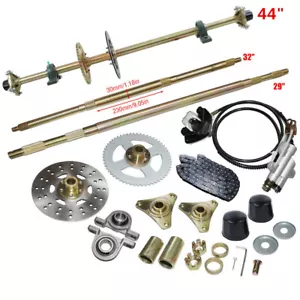 Go Kart Rear Live Axle Kit 29" 32" 44" Sprocket+Hub+Brake Assembly+chain+Disc - Picture 1 of 87