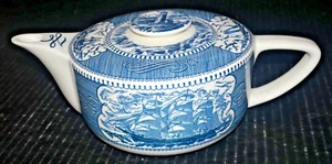 Royal China Currier & Ives Blue Tea Pot Made in USA - Picture 1 of 6