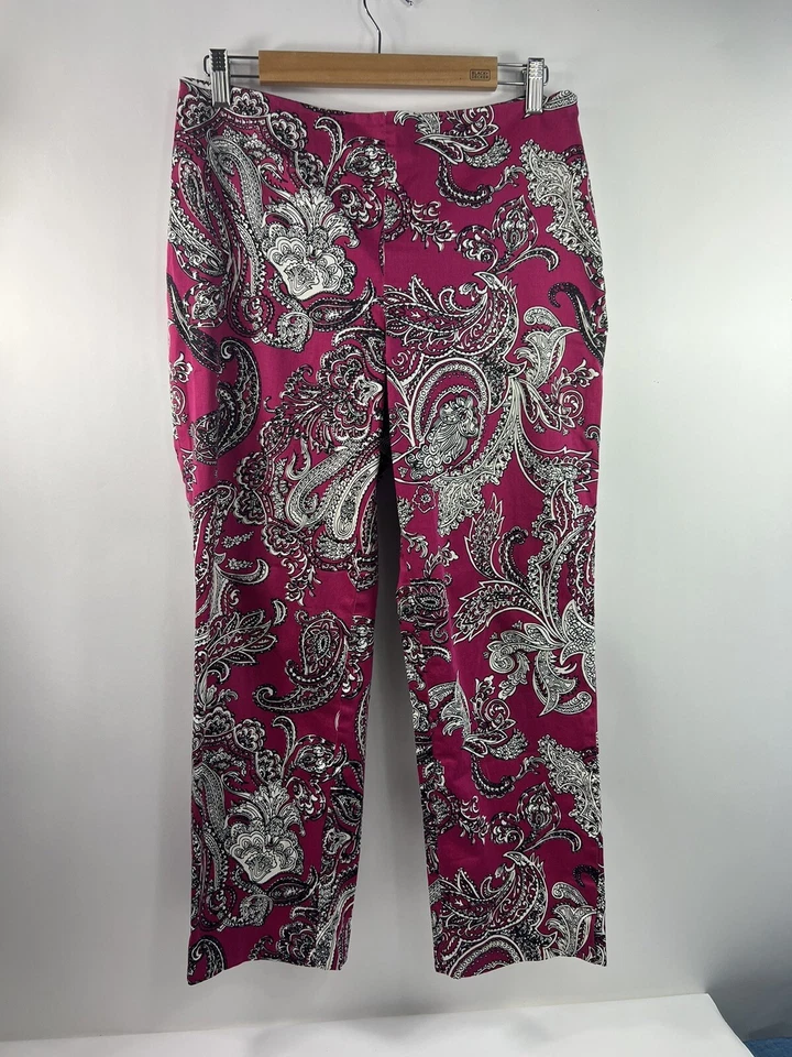 Pantalones capri Talbots para mujer pequeños talla 8P rosa/negro/blanco cachemir cremallera lateral Foto 1 de 4