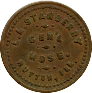 1917 Hutton, Illinois IL L. L. Stanberry Gemischtwarenladen gut für 5 ¢ Handelsmedaille - Bild 1 von 2