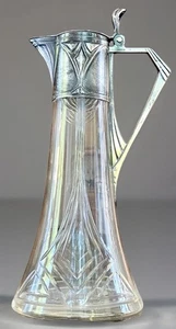 Jarra Claret antigua WMF de peltre y vidrio cortado Art Nouveau Jugendstil ca. 1900 - Imagen 1 de 12