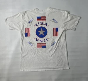 Vintage 90s Speedo Volleyball Shirt Mens L White Single Stitch USA American Flag - Picture 1 of 14