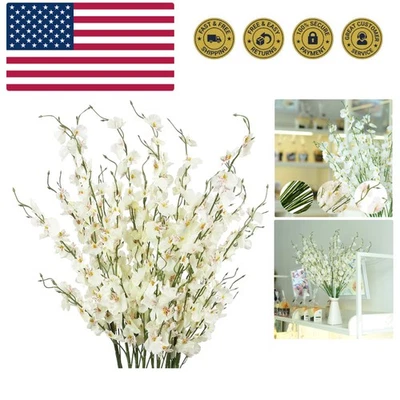 Flores artificiales de orquídeas, 10 racimos de flores de seda falsas para decoración, largas... Foto 1 de 4