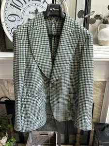 BLVDier men's made to measure SB peak lapel cashmere plaid sport jacket 44L - Picture 1 of 10