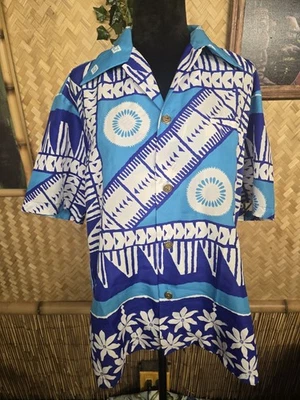 Camisa Aloha Tribal Hawaiana Waltah Clarke's De Colección m1118 Foto 1 de 4