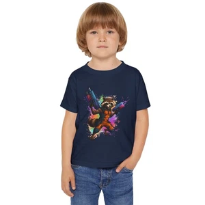 Colorful Raccoon Toddler T-shirt, Cute Kid’s Tee, Fun Playwear, Party - Picture 1 of 29