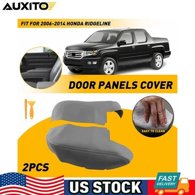 Juego de 2 piezas de cubierta de reposabrazos de puerta delantera gris de cuero apta para Honda Ridgeline 2006-2014 Foto 1 de 4