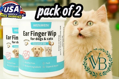 Toallitas para dedos de oreja para perros y gatos Limpiador de oídos suave para mascotas PACK de 2 (60 cada una) Foto 1 de 4