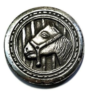Large Vintage Metalized Celluloid HORSE HEAD Button #4705 - Image 1 of 2