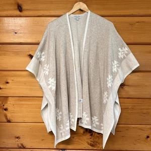 Warm & Cozy Poncho Sweater Cape Women’s M Ivory Old Money Soft Aztec - Picture 1 of 5
